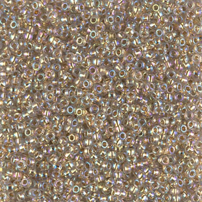 Miyuki 11/0 Seed Beads - 11-982 - 24kt Gold Lined Pale Gray AB