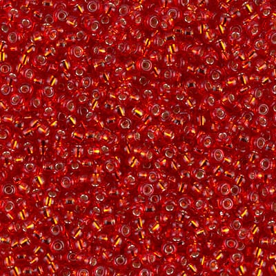 Miyuki 11/0 Seed Beads - 11-010 - Silver Lined Flame Red