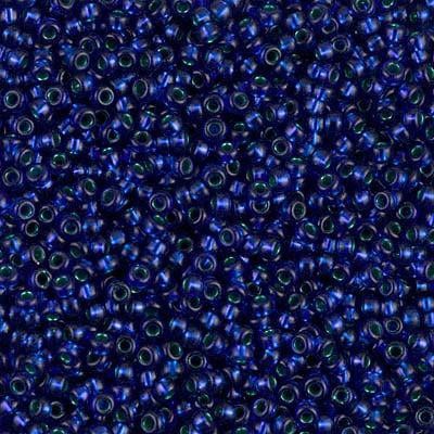 Miyuki 11/0 Seed Beads - 11-1457 - Dyed Metallic Emerald lined Dk Sapphire