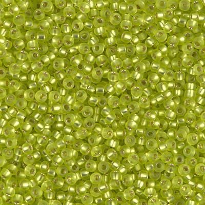 Miyuki 11/0 Seed Beads - 11-014F - Matte Silver Lined Chartreuse
