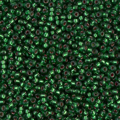 Miyuki 11/0 Seed Beads - 11-1661 - Dyed Semi-Matte Silver Lined Leaf Green