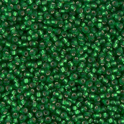 Miyuki 11/0 Seed Beads - 11-016F - Matte Silver Lined Green