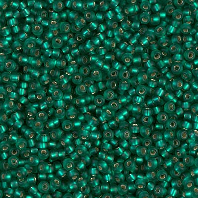 Miyuki 11/0 Seed Beads - 11-017F - Matte Silver Lined Dk Green