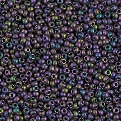 Miyuki 11/0 Seed Beads - 11-2019 - Semi Matte Green/Purple Iris