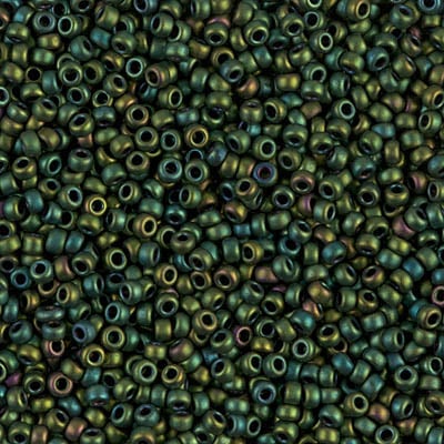 Miyuki 11/0 Seed Beads - 11-2020 - Matte Metallic Green/Blue Iris