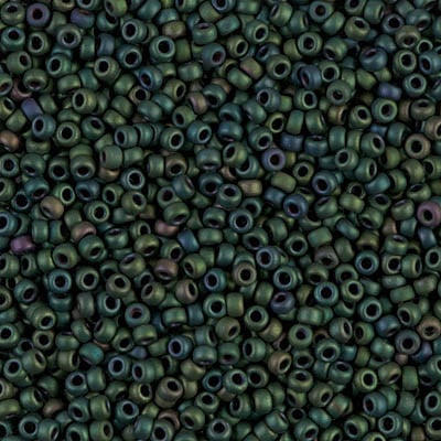 Miyuki 11/0 Seed Beads - 11-2066 - Matte Metallic Dk Green Iris