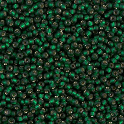 Miyuki 11/0 Seed Beads - 11-027F - Matte Silver Lined Dk Emerald