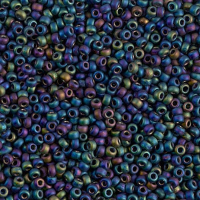 Miyuki 11/0 Seed Beads - 11-401FR - Matte Black AB