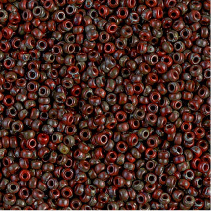 Miyuki 11/0 Seed Beads - 11-4513 - Opaque Red Picasso