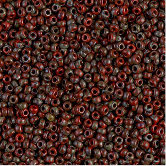 Miyuki 11/0 Seed Beads - 11-4513 - Opaque Red Picasso