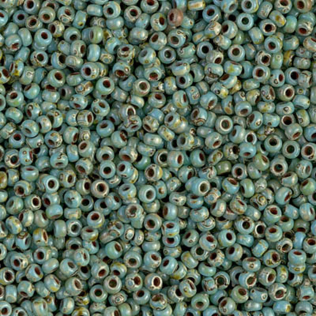 Miyuki 11/0 Seed Beads - 11-4514 - Opaque Turquoise Blue Picasso