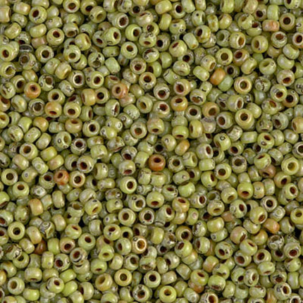 Miyuki 11/0 Seed Beads - 11-4515 - Opaque Chartreuse Picasso