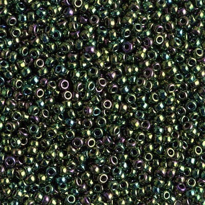 Miyuki 11/0 Seed Beads - 11-465 - Metallic Dark Green Iris