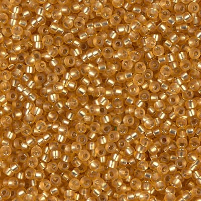 Miyuki 11/0 Seed Beads - 11-004F - Matte Silver Lined Dk Gold