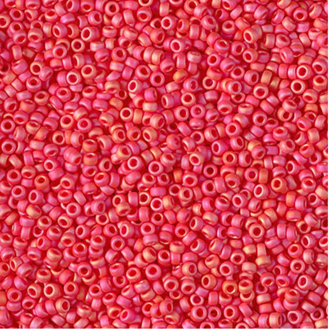 Miyuki 15/0 Seed Beads - 15-407FR - Matte Opaque Vermillion Red AB