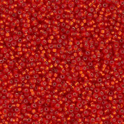 Miyuki 15/0 Seed Beads - 15-010F - Matte Silverlined Flame Red