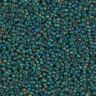 Miyuki 15/0 Seed Beads - 15-156FR - Matte Transparent Dark Emerald AB