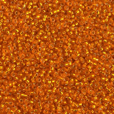 Miyuki 15/0 Seed Beads - 15-1625 - Dyed Semi-Matte Silverlined Orange