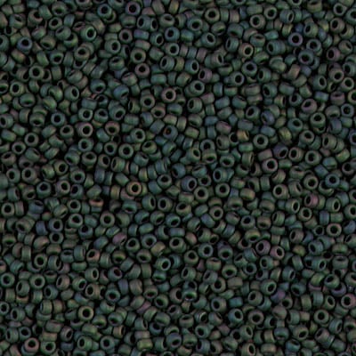 Miyuki 15/0 Seed Beads - 15-2066 - Matte Metallic Dark Green Iris