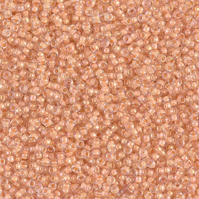 Miyuki 15/0 Seed Beads - 15-2197 - Light Peach Lined Crystal Luster