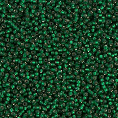 Miyuki 15/0 Seed Beads - 15-027F - Matte Silverlined Dark Emerald