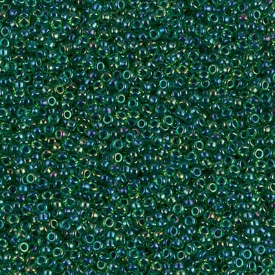Miyuki 15/0 Seed Beads - 15-332 - Dark Blue Lined Green AB