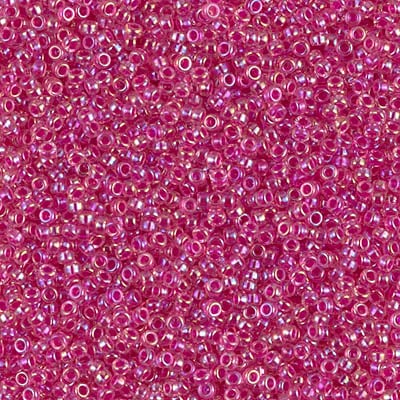 Miyuki 15/0 Seed Beads - 15-355 - Hot Pink Lined Crystal AB