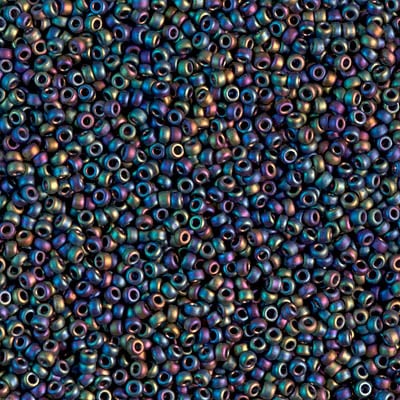 Miyuki 15/0 Seed Beads - 15-401FR - Matte Black AB