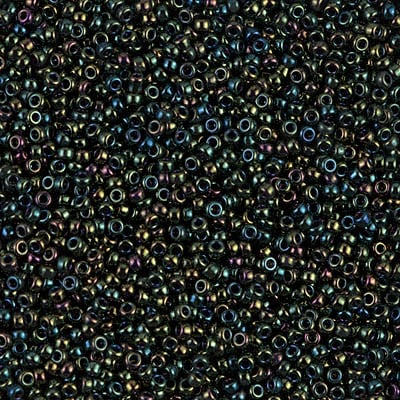 Miyuki 15/0 Seed Beads - 15-453 - Metallic Forest Green Iris