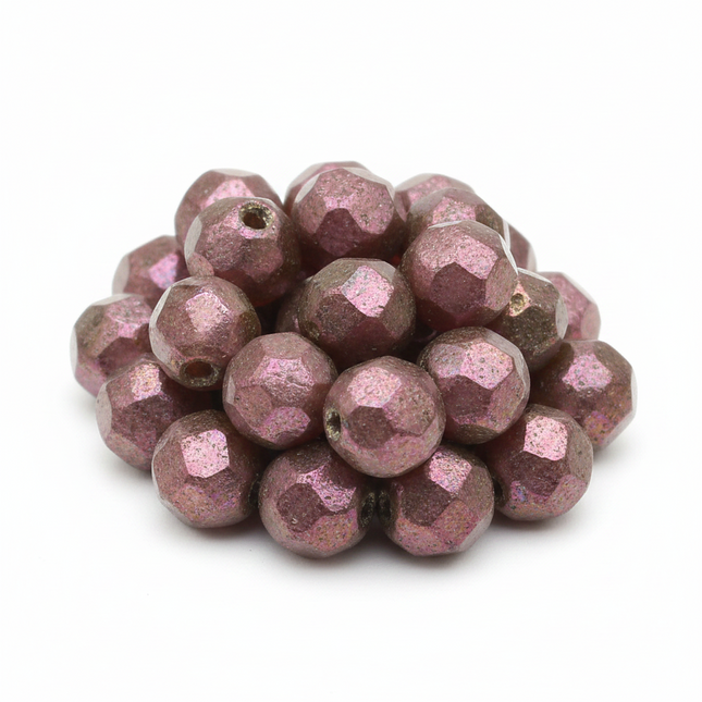 3mm Fire Polish Round -  FPR03-94106-169 - Polychrome Pink Olive - 50 Bead Package