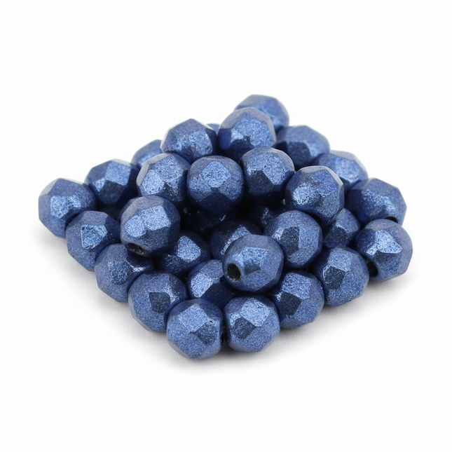 3mm Fire Polish Round - FPR03-04B05-188B - Saturated Metallic Navy Peony - 50 Bead Package