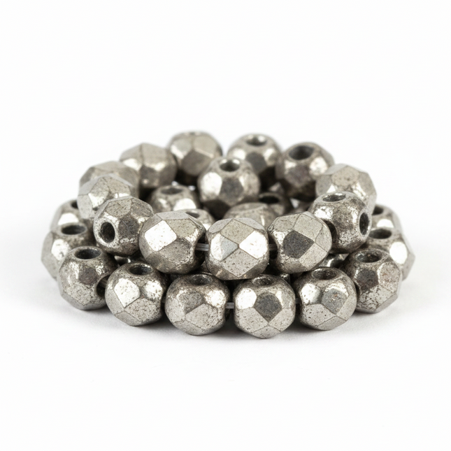 3mm Fire Polish Round - FPR03-27000-194 - Silver - 50 Bead Package