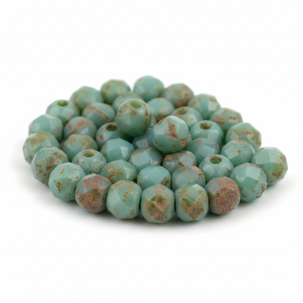 3mm Turquoise Picasso Fire Polish Beads
