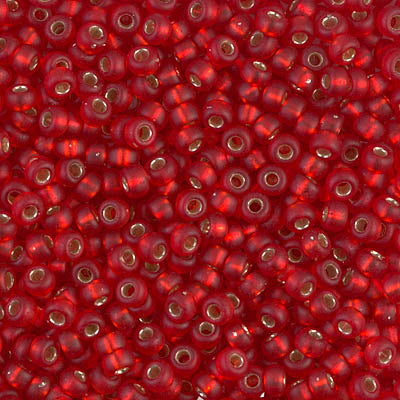Miyuki 8/0 Seed Beads - 8-010F - Matte Silver Lined Flame Red