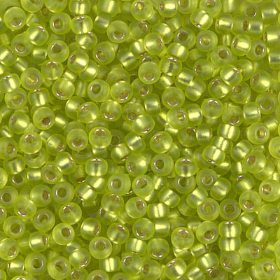 Miyuki 8/0 Seed Beads - 8-014F - Matte Silver Lined Chartreuse