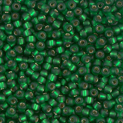 Miyuki 8/0 Seed Beads - 8-016F- Matte Silver Lined Green