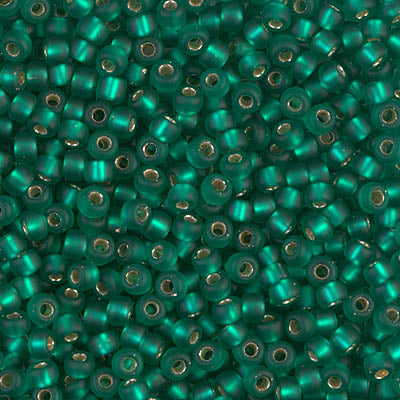 Miyuki 8/0 Seed Beads - 8-017F - Matte Silver Lined Dark Green