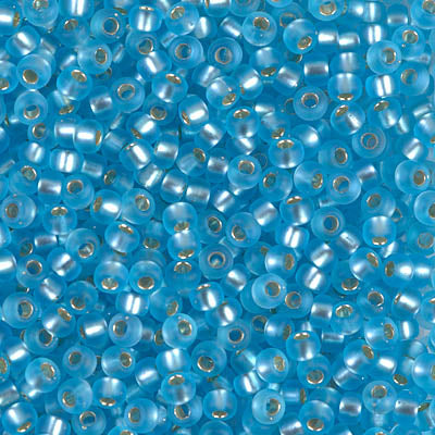 Miyuki 8/0 Seed Beads - 8-018F - Matte Silver Lined Aqua