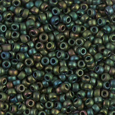 Miyuki 8/0 Seed Beads - 8-2066 - Matte Metallic Dark Green Iris