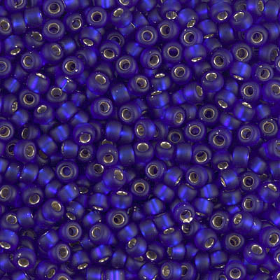 Miyuki 8/0 Seed Beads - 8-020F - Matte Silver Lined Cobalt