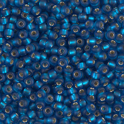 Miyuki 8/0 Seed Beads - 8-025F - Matte Silver Lined Capri Blue