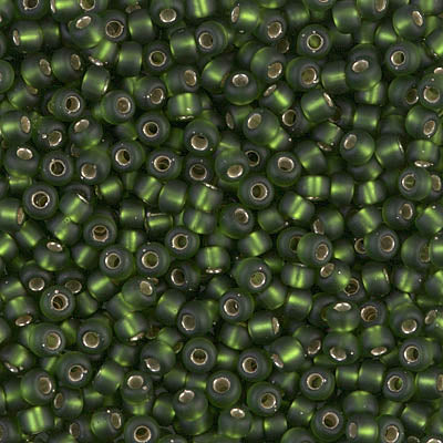 Miyuki 8/0 Seed Beads - 8-026F - Matte Silver Lined Olive