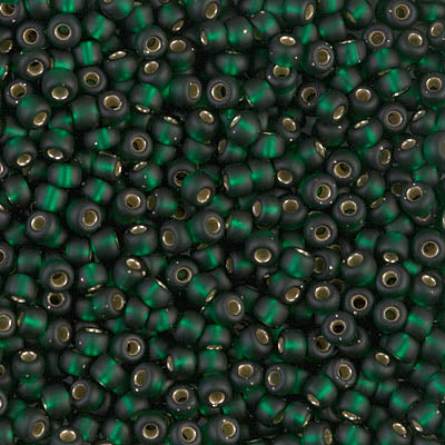 Miyuki 8/0 Seed Beads - 8-027F - Matte Silver Lined Dark Emerald