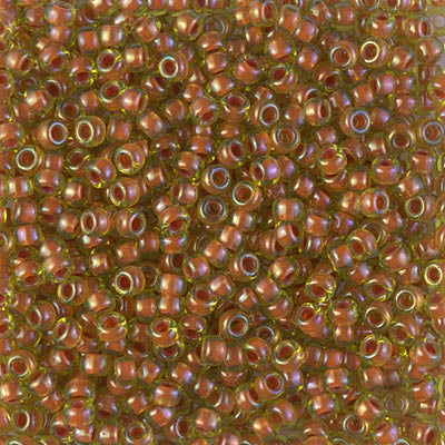 Miyuki 8/0 Seed Beads - 8-345 - Salmon Lined Peridot Luster