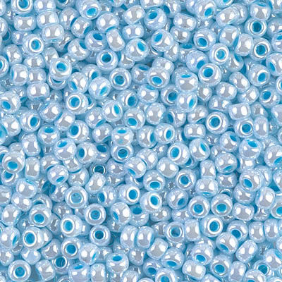 Miyuki 8/0 Seed Beads - 8-430 - Aqua Lined White Pearl