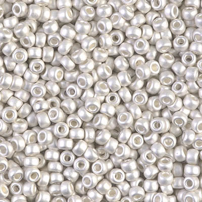 Miyuki 8/0 Seed Beads - 8-961F - Matte Bright Sterling Plated