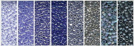 Miyuki 11/0 Delica Bead Set - BDMX012 - Bits of Blue and Gray