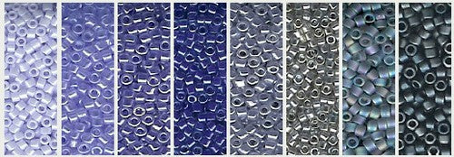 Miyuki 11/0 Delica Bead Set - BDMX012 -  Bits of Blue and Gray