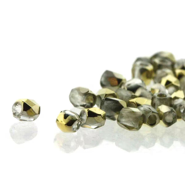 True2 Fire Polish 2mm Round Bead - FPR0200030-26441-34 - Crystal Amber - 50 Bead Package