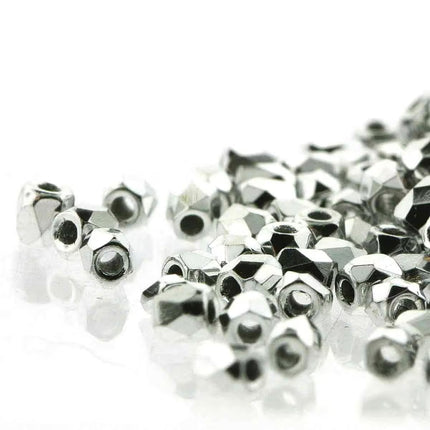 True2 Fire Polish 2mm Round Bead - FPR0200030-27000-45 - Crystal Full Labrador - 50 Gram Package